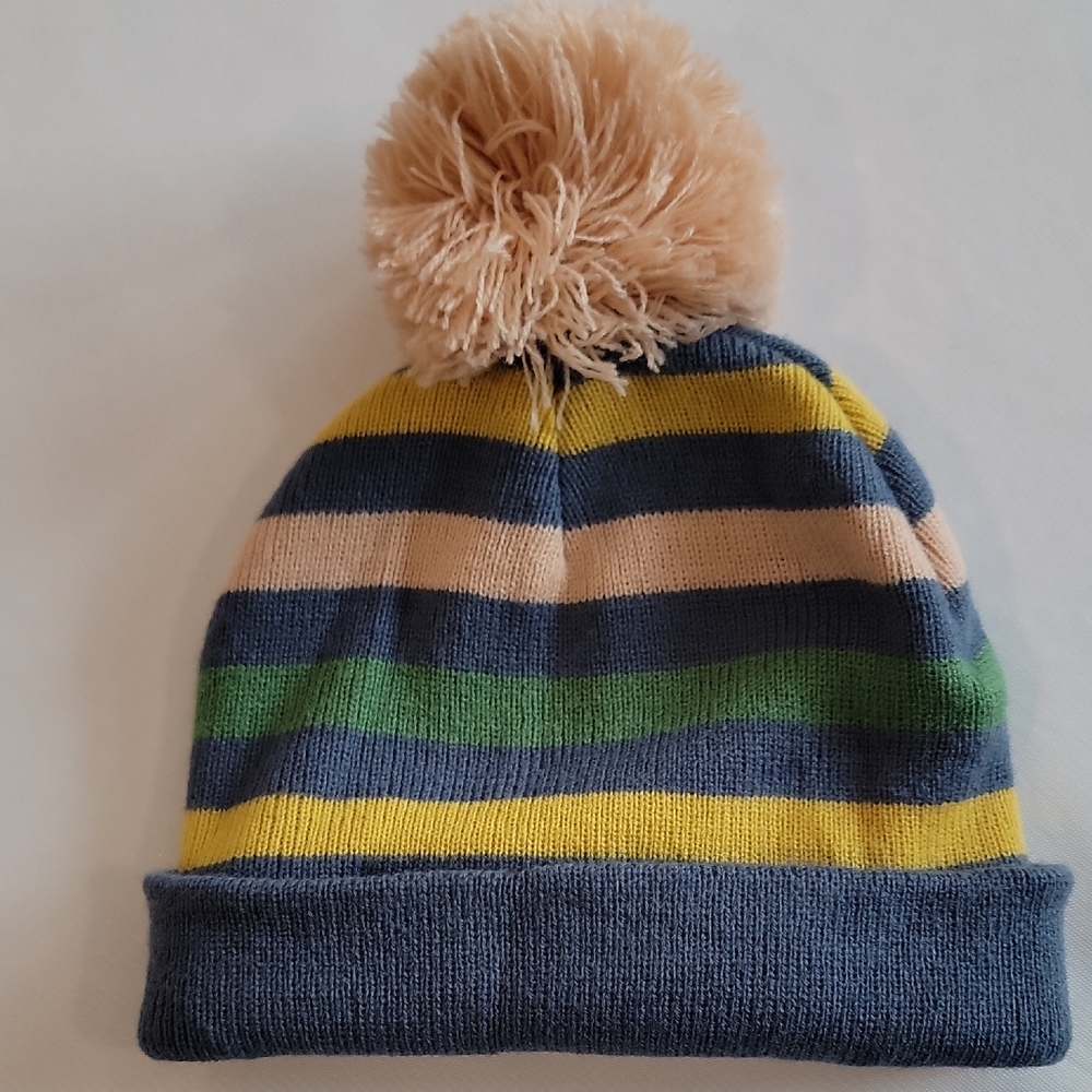 Striped Pom Pom Beanie